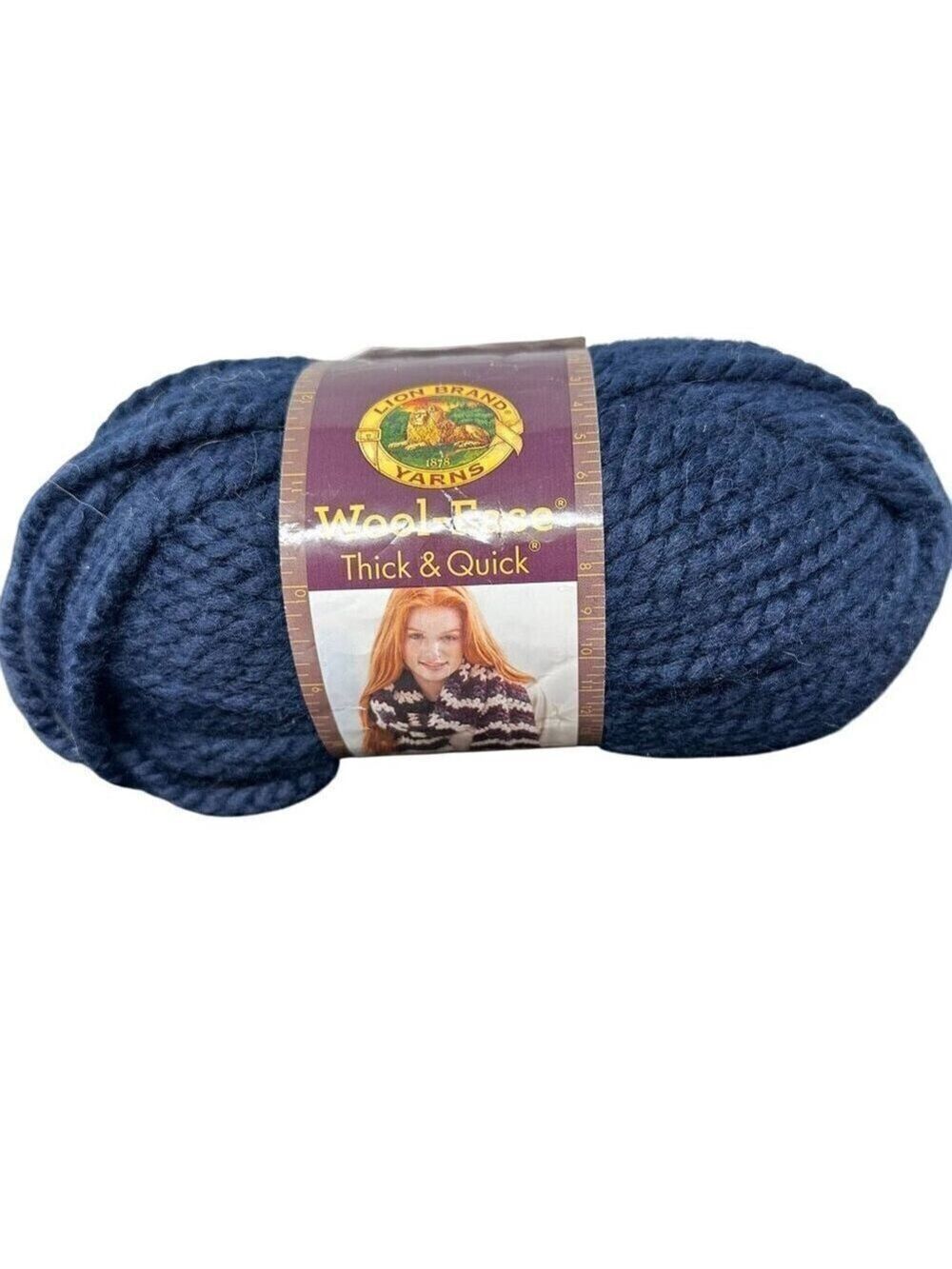 Lion Brand Yarn Wool Ease Thick Quick Skein Navy Blue 640 110 Super Bulky 6